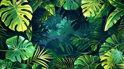 Vibrant Tropical Plants on Abstract Background for Cover Design