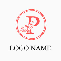 P Letter Monogram Logo with Floral for Beauty, Skincare, Fashion Business Logo Idea. Feminine Logo Concept. Simple Minimalist Floral Logo Vector
