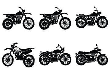 Obraz premium Set of vintage motorcycle silhouette, Retro bike collection vector illustration
