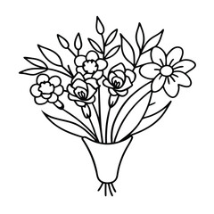 beauty flowers line art vector