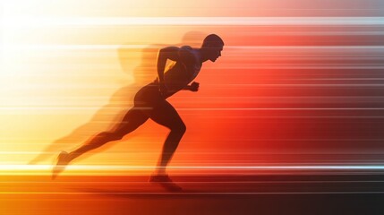 Silhouette of a runner in motion, with speed lines.