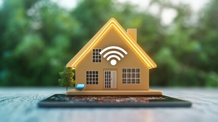 Smart Home Icon with WiFi Symbol for Modern Living