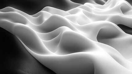 Obraz premium Abstract Monochromatic Wave Composition: A Study in Light and Shadow