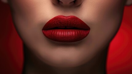Obraz premium Background with red lips with red lipstick. Red lips built into the background