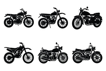 Obraz premium Set of vintage motorcycle silhouette, Retro bike collection vector illustration