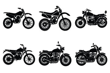 Obraz premium Set of vintage motorcycle silhouette, Retro bike collection vector illustration