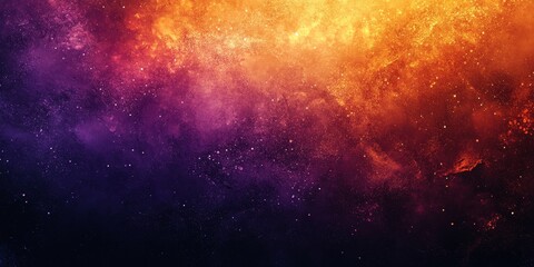 Naklejka premium Dark grainy purple orange gradient background, glowing lights, noise grain texture, copy space, Generative AI