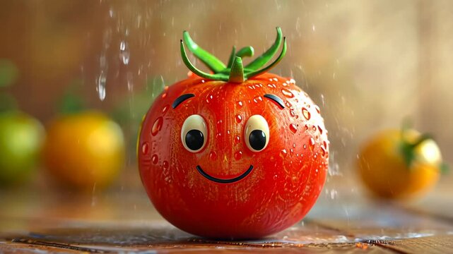 Animated tomato with a smiling face