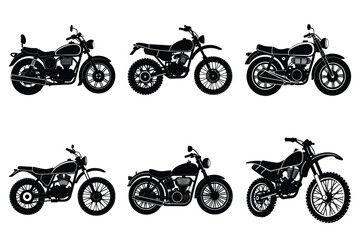 Obraz premium Set of vintage motorcycle silhouette, Retro bike collection vector illustration