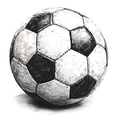 Detailed Ink Drawing of a Vintage Soccer Ball