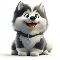 Obraz premium Happy Fluffy Puppy Sitting and Smiling With a Playful Expression