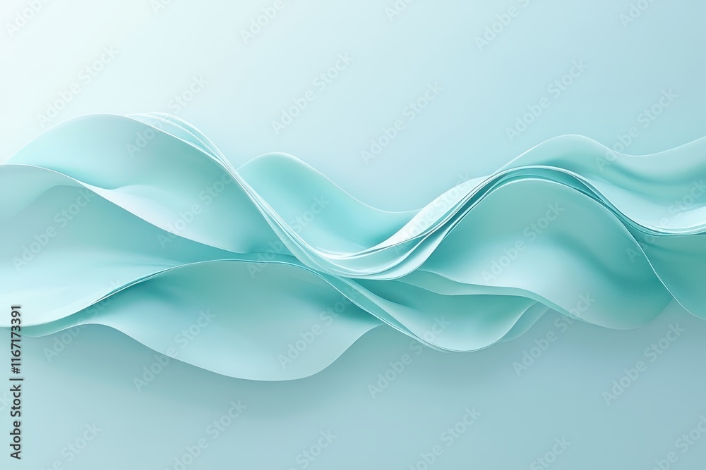 Poster fluid turquoise waves elegantly undulate against a soft background creating a soothing visual experi