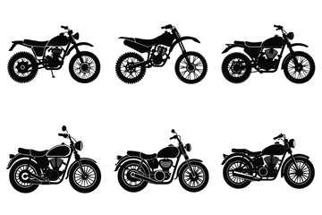 Set of vintage motorcycle silhouette, Retro bike collection vector illustration