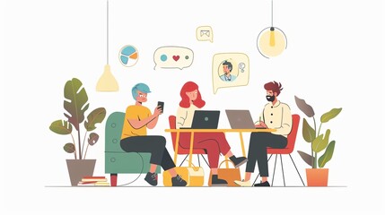 Remote Work Video Conference Collaboration Home Office Workspace Modern Technology Online Meeting Virtual Communication