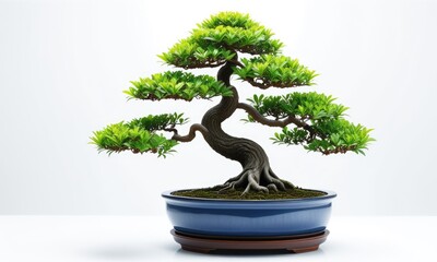 Serene bonsai tree: artful balance and tranquility in miniature gardening
