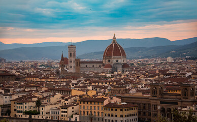 Obraz premium Panoramic view of Florence city, Italy on sunset