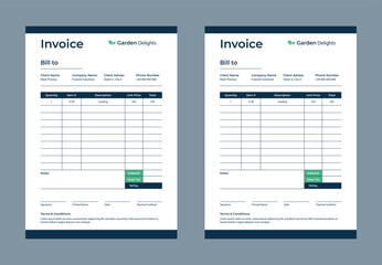 Minimal Corporate Business Invoice design template vector illustration bill form price invoice. Creative invoice template vector. business stationery design