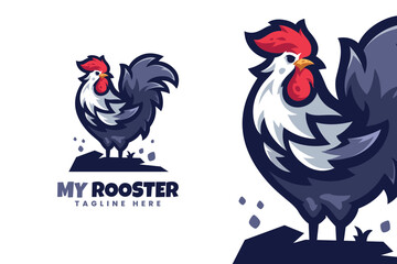 Stylized Rooster Logo with Vibrant Colors and Eye-Catching Design