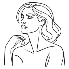 Woman One Line style drawing. Woman Line Art Minimalist Logo. vector lineart illustration.