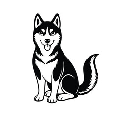 cute husky dog silhouette vector illustration