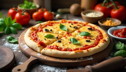 Celebrating National Pizza Day with delicious homemade pizza topped with fresh ingredients and...