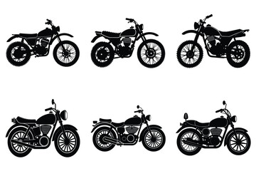 Obraz premium Set of vintage motorcycle silhouette, Retro bike collection vector illustration