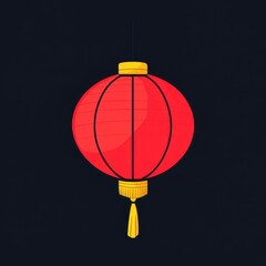 Obraz premium Vibrant Red Lantern Illuminating the Night with a Classic Traditional Asian Design, Perfect for Celebrations and Cultural Festivities in Various Events