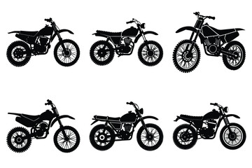 Naklejka premium Set of vintage motorcycle silhouette, Retro bike collection vector illustration