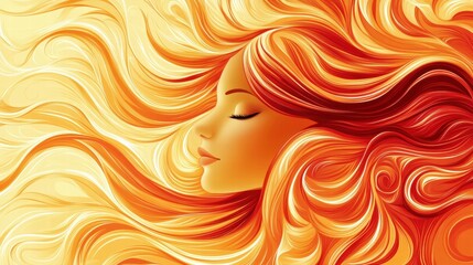 Abstract Fiery Hair Woman