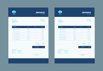 Minimal Corporate Business Invoice design template, Creative invoice template, payment agreement design and business invoice design