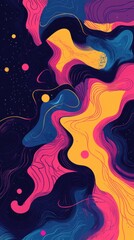 Vibrant Abstract Swirling Patterns in Neon Colors