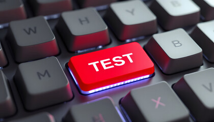 Test Key on Keyboard, Testing, Quality Assurance Concept, Red Test Button, Software Testing, System Test Symbol