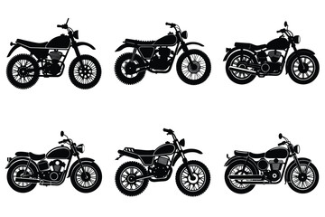 Obraz premium Set of vintage motorcycle silhouette, Retro bike collection vector illustration