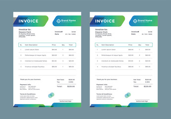 Minimal Corporate Business Invoice design template vector illustration bill form price invoice. Creative invoice template vector. business stationery design