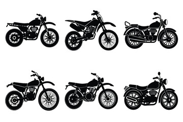 Obraz premium Set of vintage motorcycle silhouette, Retro bike collection vector illustration