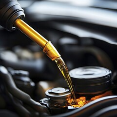 Refueling and pouring high-quality oil into the car engine. Transmission and maintenance.