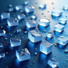 Cool blue ice geometric shapes, textured surface , blue, ice