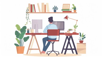 Professional Home Office Concept for Freelancer Lifestyle