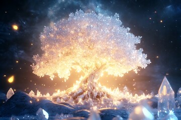 tree of life made from crystals and gems