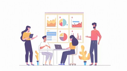 Professional People with Presentation Concept. Diverse Men and Woman Presenting UI Design