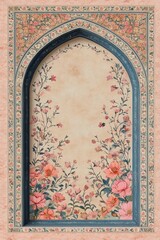 Obraz premium Persian Floral Motif Decorative Arch Pattern Frame for Invitations and Backgrounds