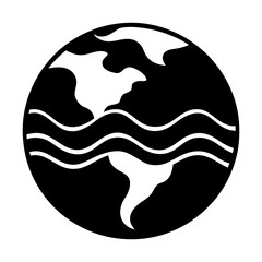 Earth with Water Waves vector silhouette