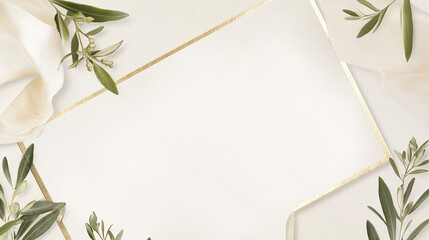 Subtle botanical illustrations of olive branches or soft florals accent. - minimalistic and elegant design. 