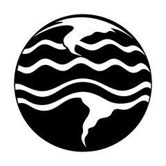 Earth with Water Waves vector silhouette