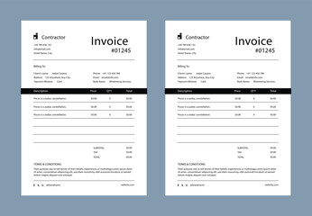 Minimal Corporate Business Invoice design template, Creative invoice template, payment agreement design and business invoice design