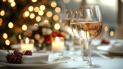 Elegant Table Setting with White Plate for Wedding and Special Event Menu Card Mockup