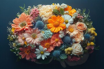 a surreal depiction of a human brain blooming with colorful spring flowers represents the concept of mental health and selfcare inviting viewers to embrace happiness and creativity