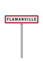 Panneau d'entr&eacute;e de la ville de Flamanville (Manche) en vectoriel