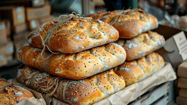 Hot bread in packaging, ready for delivery