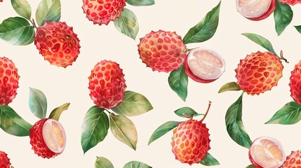 Lychee seamless pattern wallpaper --ar 16:9 --v 6 Job ID: 1b6f8d34-e285-41ae-9ed6-fdc63b21a070